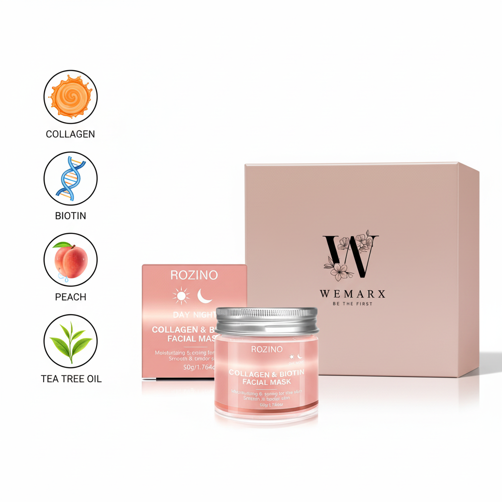 ROZINO Collagen & Biotin Facial Mask - Enhanced Layout